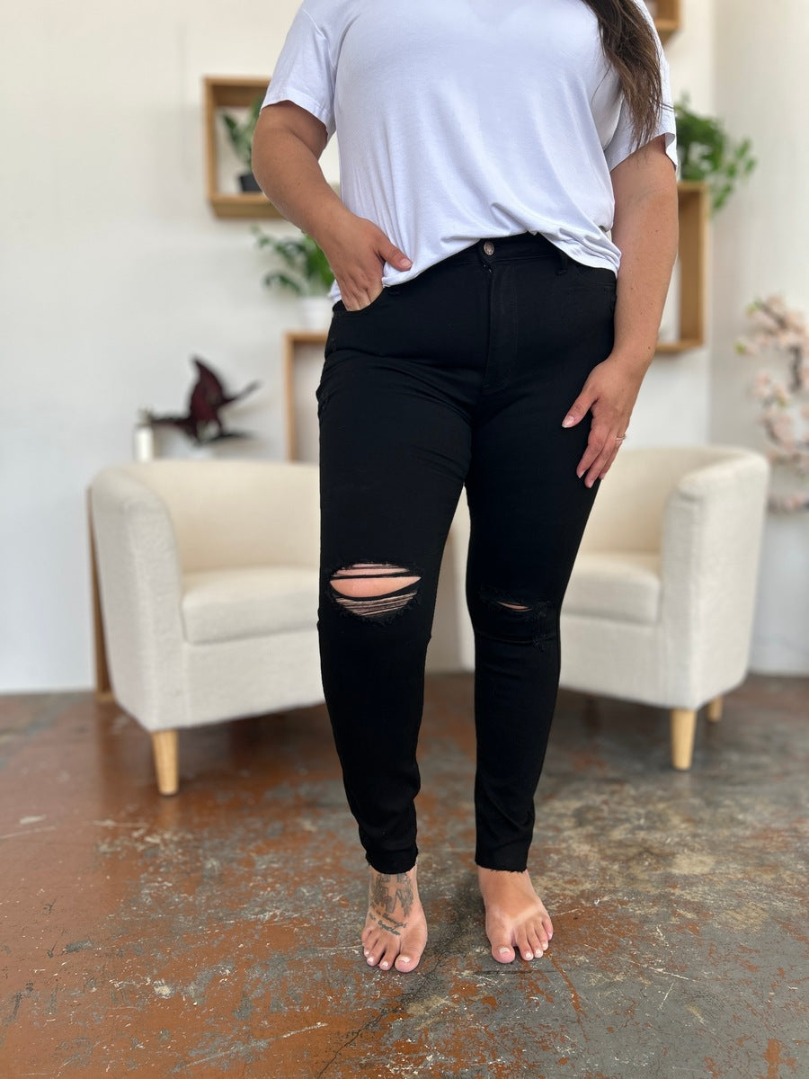 Jean skinny taille haute effet vieilli Judy Blue