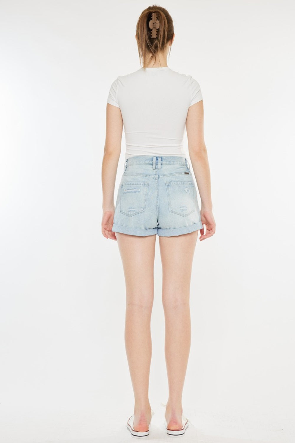 Shorts vaqueros de mamá Kancan de tiro alto y reparación