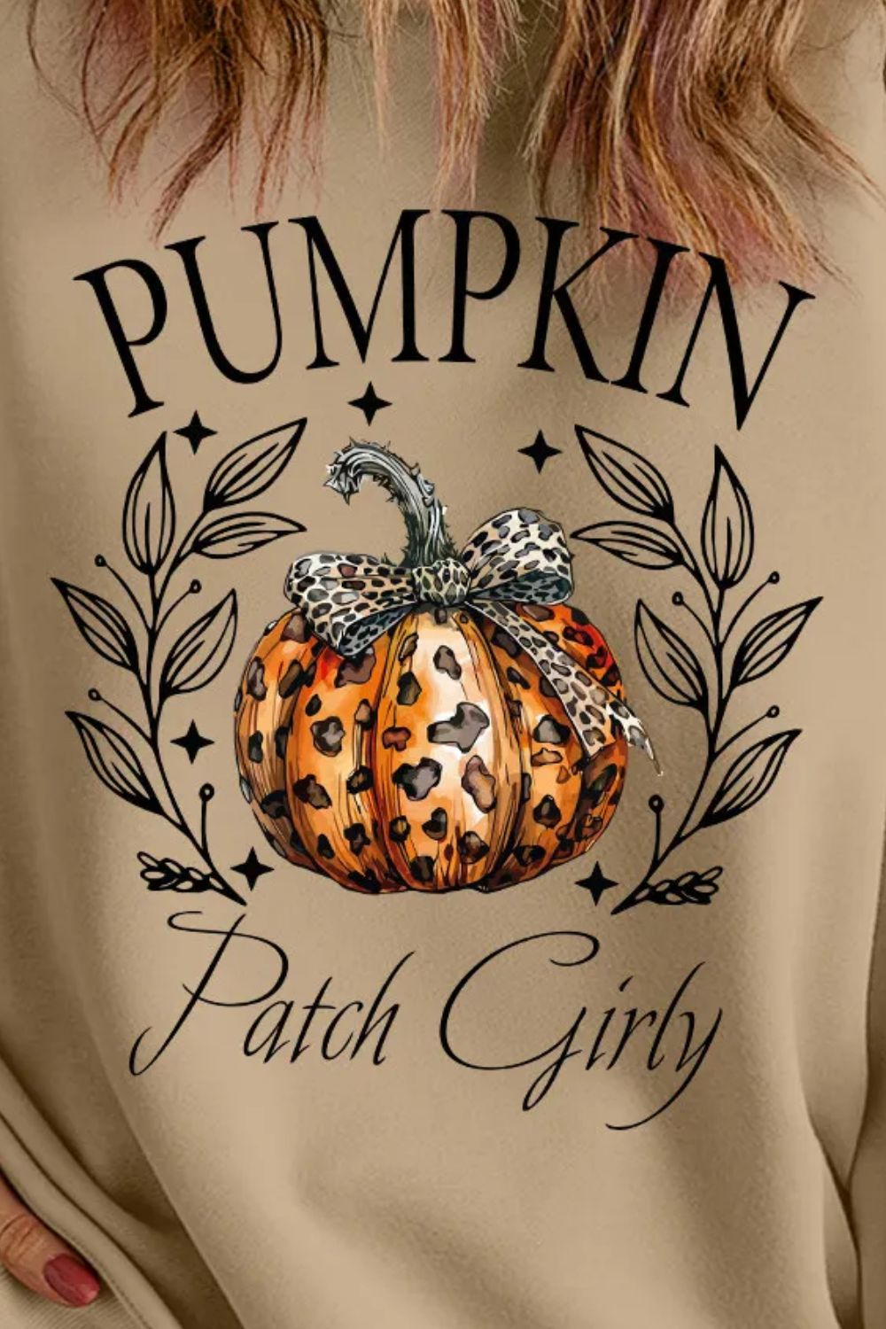 Sudadera de manga larga con estampado de calabaza de talla grande