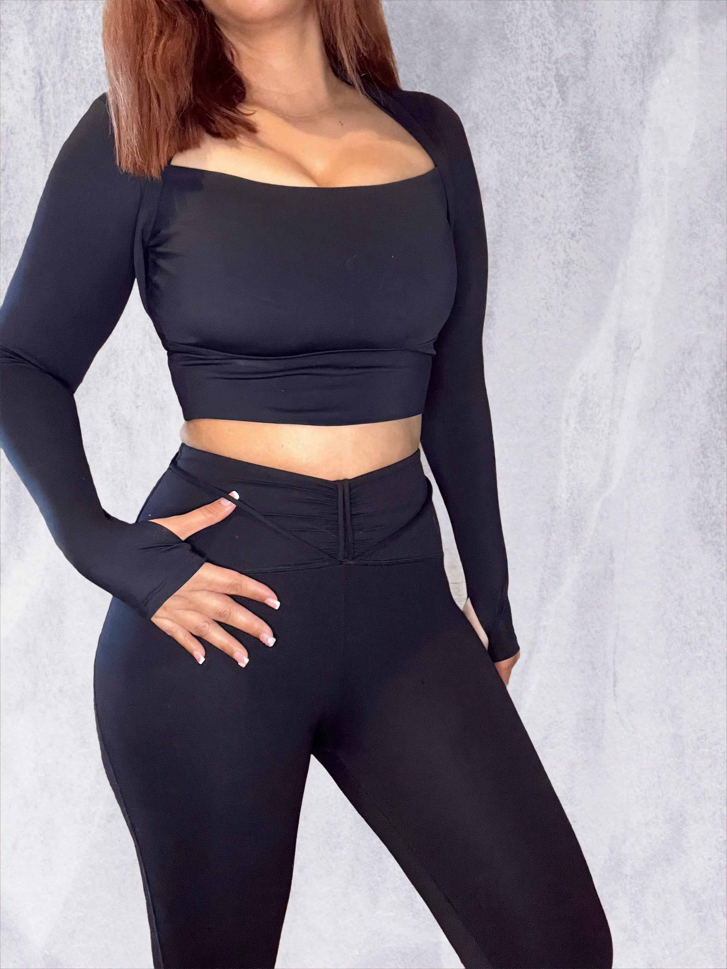 Black Long Sleeve Fitness Set