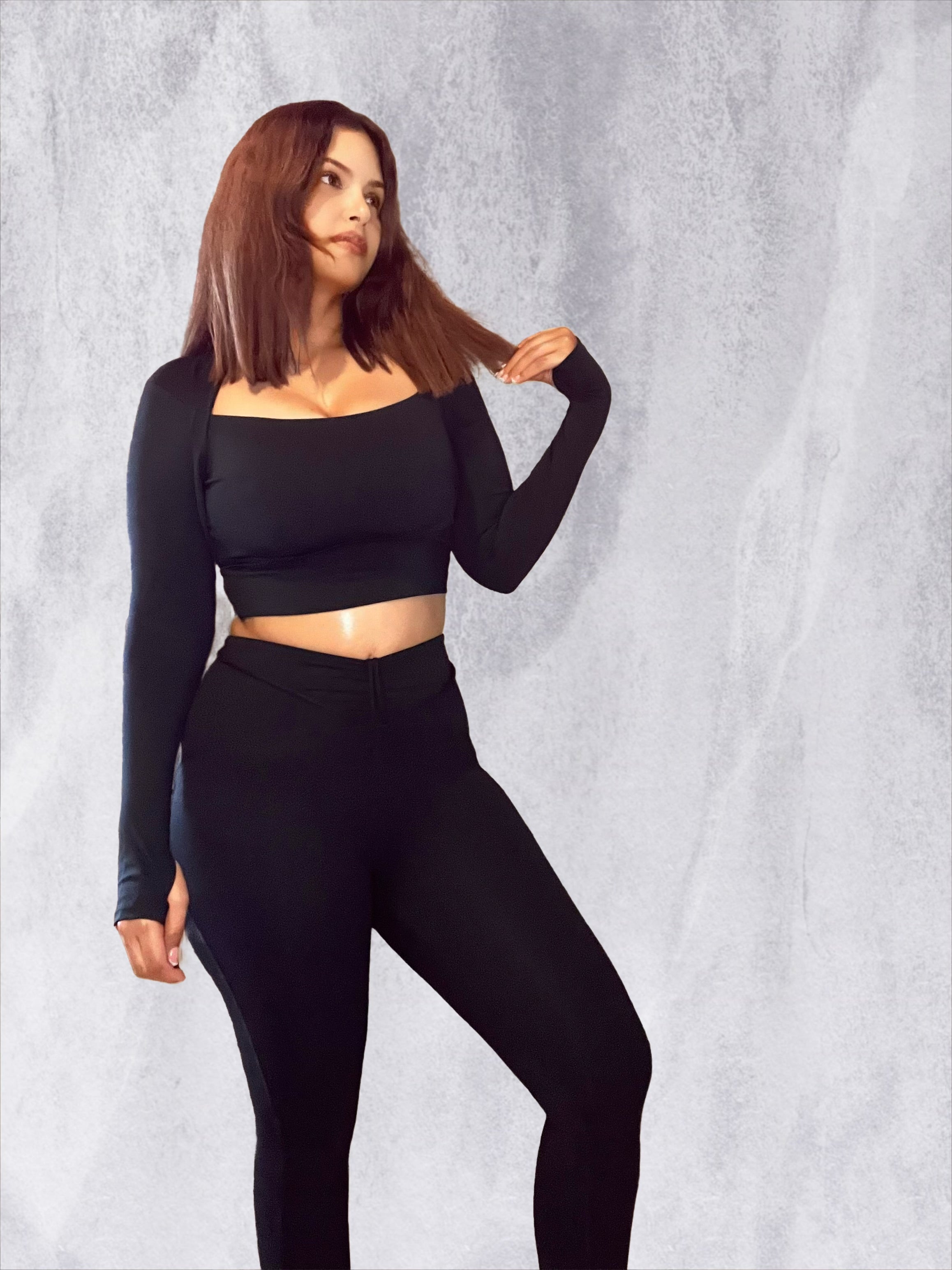 Black Long Sleeve Fitness Set