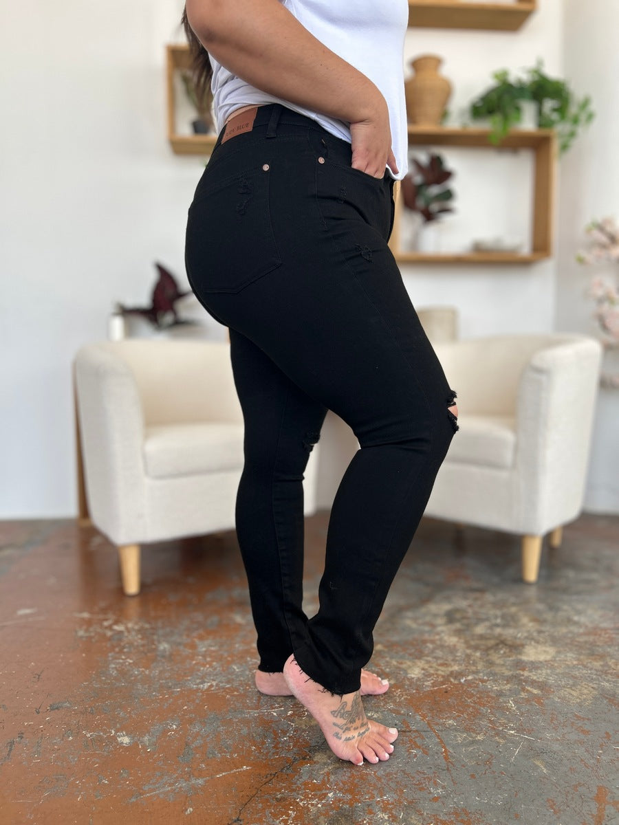 Jean skinny taille haute effet vieilli Judy Blue